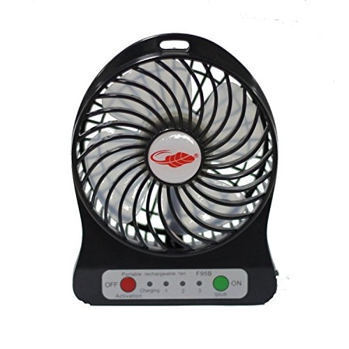 Happy-top 4-inch Vanes 3 Speeds Mini Hand Held Portable USB Fan with 18650 Rechargeable Battery and USB Cable (Black) - B01CG8656Q